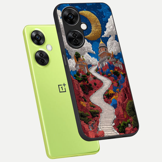  Heavenly Moon Path phone case For Oneplus Nord CE3 Lite showing premium glass back cover with detailed artwork