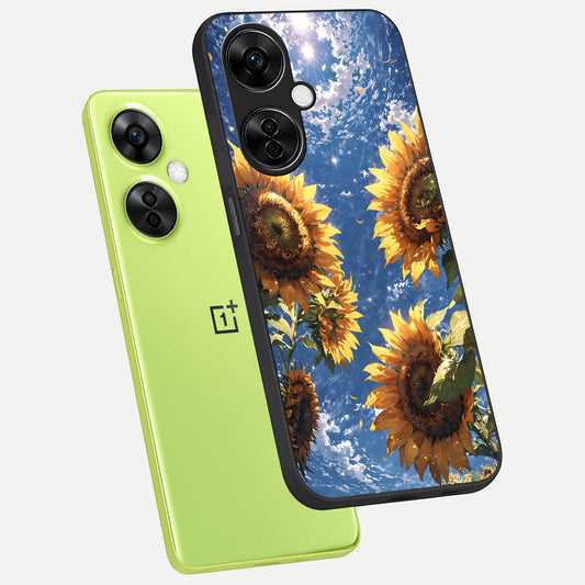  Heavenly Sunflower Rise phone case For Oneplus Nord CE3 Lite showing premium glass back cover with detailed artwork