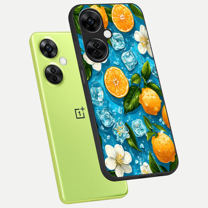  Ice Cube With Orange phone case For Oneplus Nord CE3 Lite showing premium glass back cover with detailed artwork