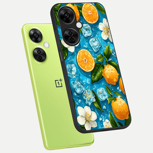  Ice Cube With Orange phone case For Oneplus Nord CE3 Lite showing premium glass back cover with detailed artwork