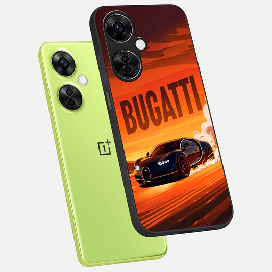  Inferno Bugatti Storm phone case For Oneplus Nord CE3 Lite showing premium glass back cover with detailed artwork