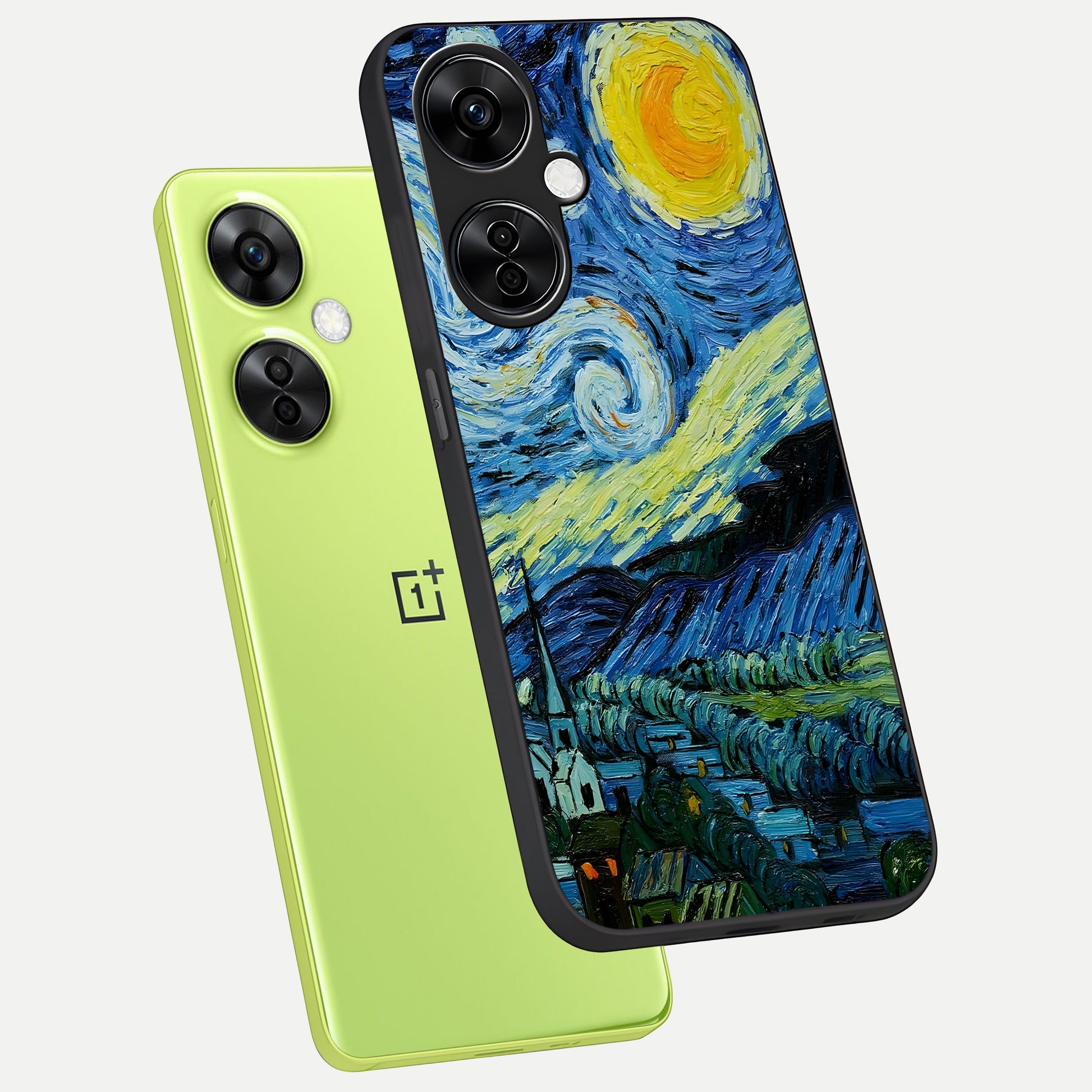  Inspired Van Gogh Art phone case For Oneplus Nord CE3 Lite showing premium glass back cover with detailed artwork