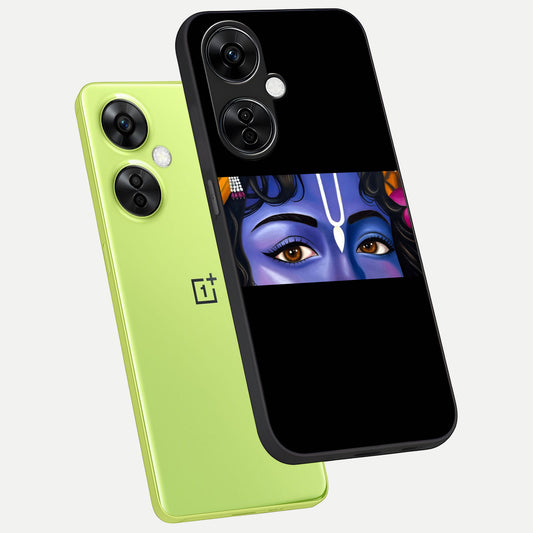  Krishna Eye phone case For Oneplus Nord CE3 Lite showing premium glass back cover with detailed artwork