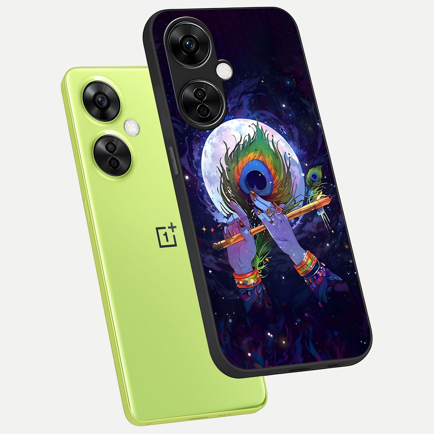  Krishna Hands Art phone case For Oneplus Nord CE3 Lite showing premium glass back cover with detailed artwork