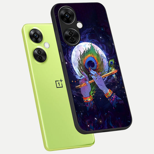  Krishna Hands Art phone case For Oneplus Nord CE3 Lite showing premium glass back cover with detailed artwork
