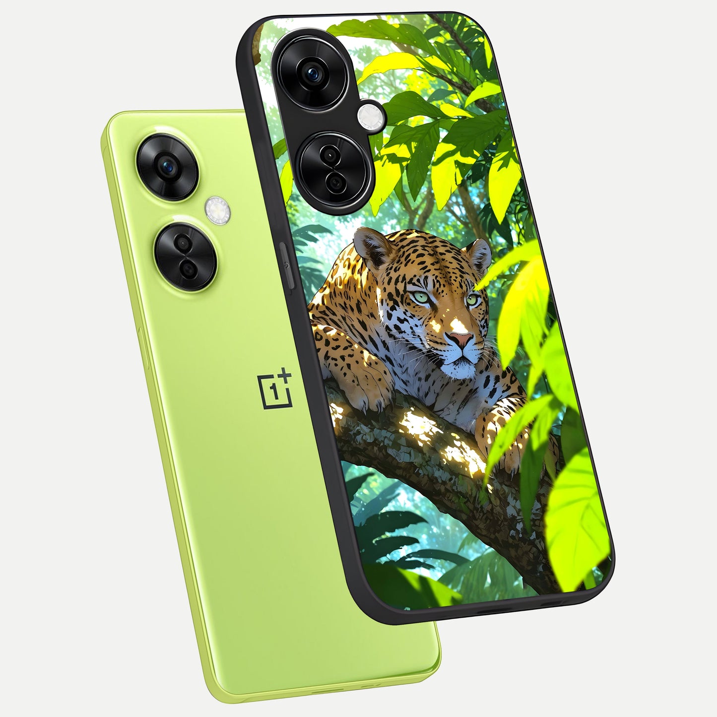  Leopard in Jungle phone case For Oneplus Nord CE3 Lite showing premium glass back cover with detailed artwork