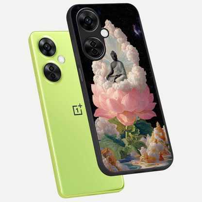  Lotus Divine Peace phone case For Oneplus Nord CE3 Lite showing premium glass back cover with detailed artwork