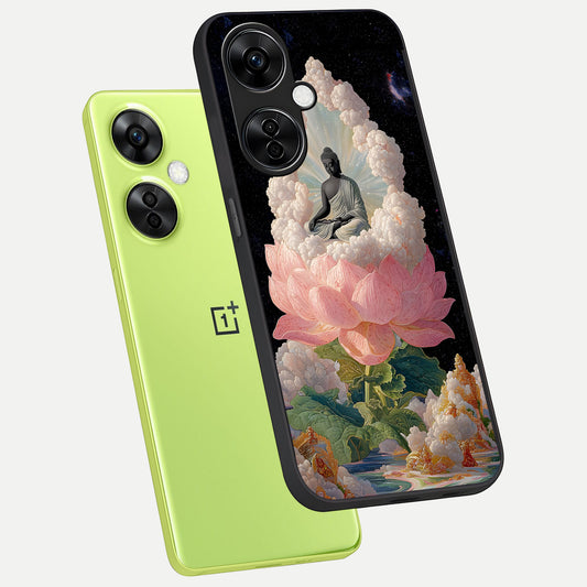  Lotus Divine Peace phone case For Oneplus Nord CE3 Lite showing premium glass back cover with detailed artwork
