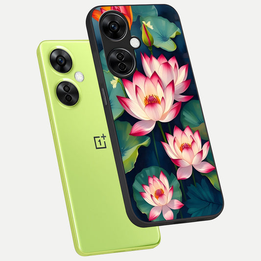  Lotus Dream Serenity phone case For Oneplus Nord CE3 Lite showing premium glass back cover with detailed artwork