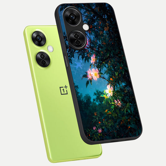  Midnight Bloom Glow phone case For Oneplus Nord CE3 Lite showing premium glass back cover with detailed artwork