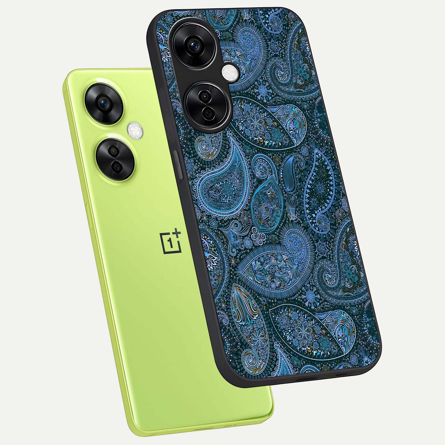  Midnight Paisley Glow phone case For Oneplus Nord CE3 Lite showing premium glass back cover with detailed artwork