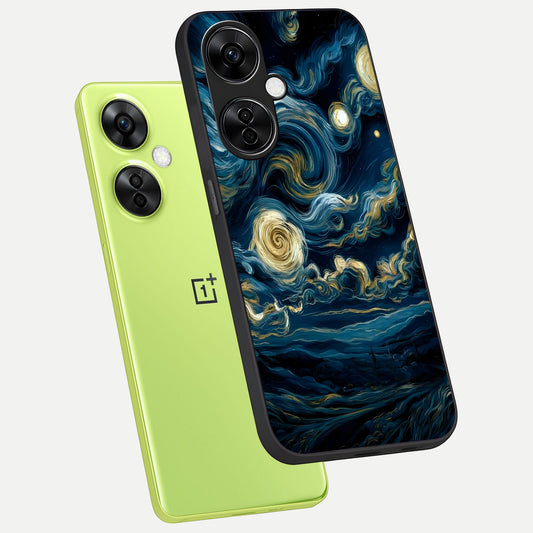  Midnight Sky Whirl phone case For Oneplus Nord CE3 Lite showing premium glass back cover with detailed artwork