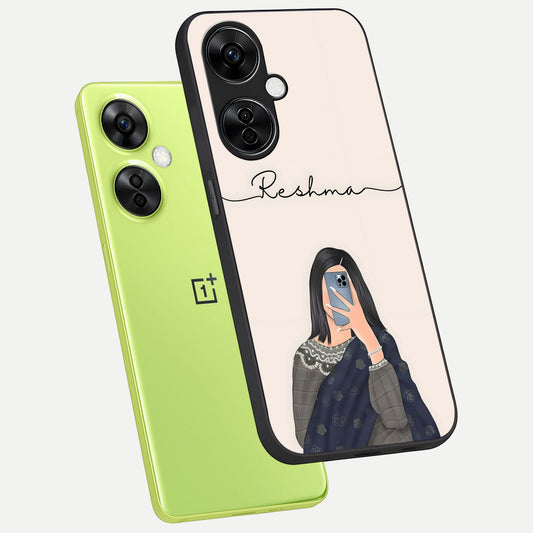  Mirror Mood Muse With Custom Name phone case For Oneplus Nord CE3 Lite showing premium glass back cover with detailed artwork