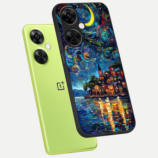  Moonlight Harbor Glow phone case For Oneplus Nord CE3 Lite showing premium glass back cover with detailed artwork