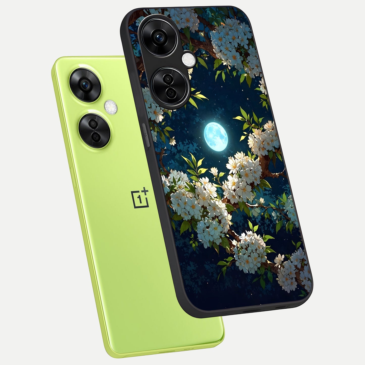  Moonlit Blossom Dream phone case For Oneplus Nord CE3 Lite showing premium glass back cover with detailed artwork