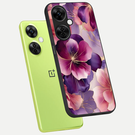  Pink Bouquet Florals phone case For Oneplus Nord CE3 Lite showing premium glass back cover with detailed artwork