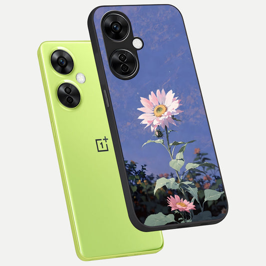  Pink Shells Outline phone case For Oneplus Nord CE3 Lite showing premium glass back cover with detailed artwork