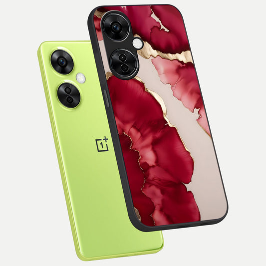  Pink And White Marble phone case For Oneplus Nord CE3 Lite showing premium glass back cover with detailed artwork