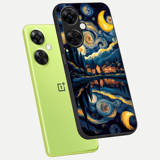  Starry Sky Serenity phone case For Oneplus Nord CE3 Lite showing premium glass back cover with detailed artwork