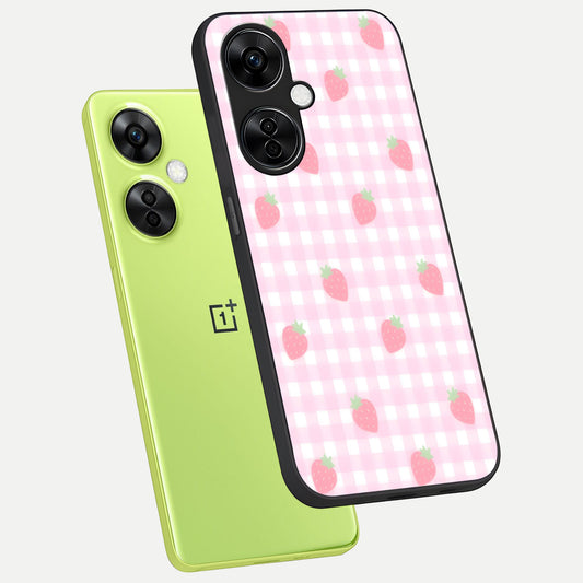  Strawberry Picnic Love phone case For Oneplus Nord CE3 Lite showing premium glass back cover with detailed artwork