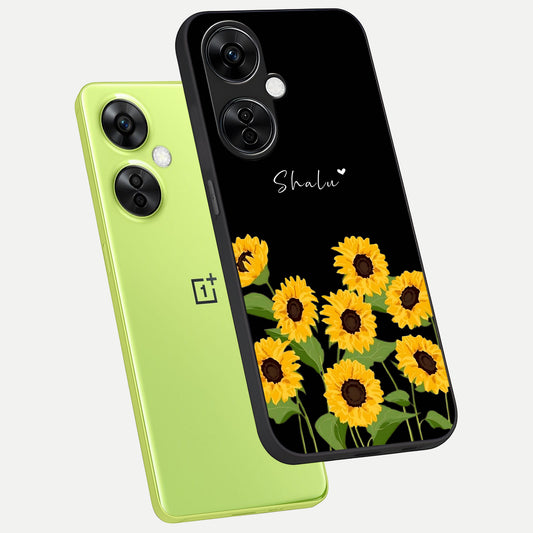  Sunflower Sky Bloom phone case For Oneplus Nord CE3 Lite showing premium glass back cover with detailed artwork