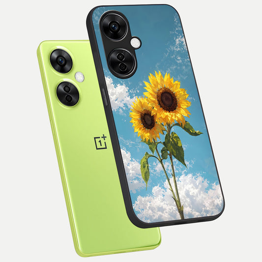  Sunlit Daisy Glow phone case For Oneplus Nord CE3 Lite showing premium glass back cover with detailed artwork