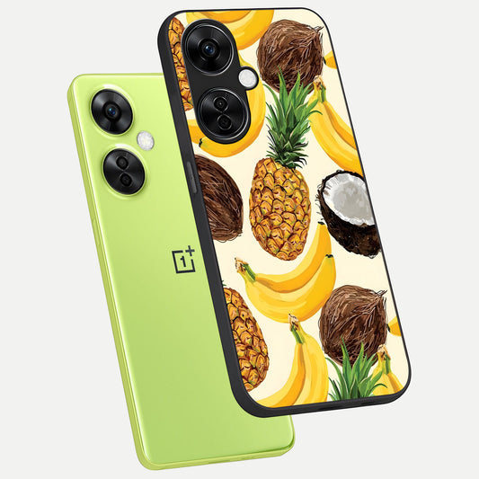  Tropical Fruit Mood phone case For Oneplus Nord CE3 Lite showing premium glass back cover with detailed artwork