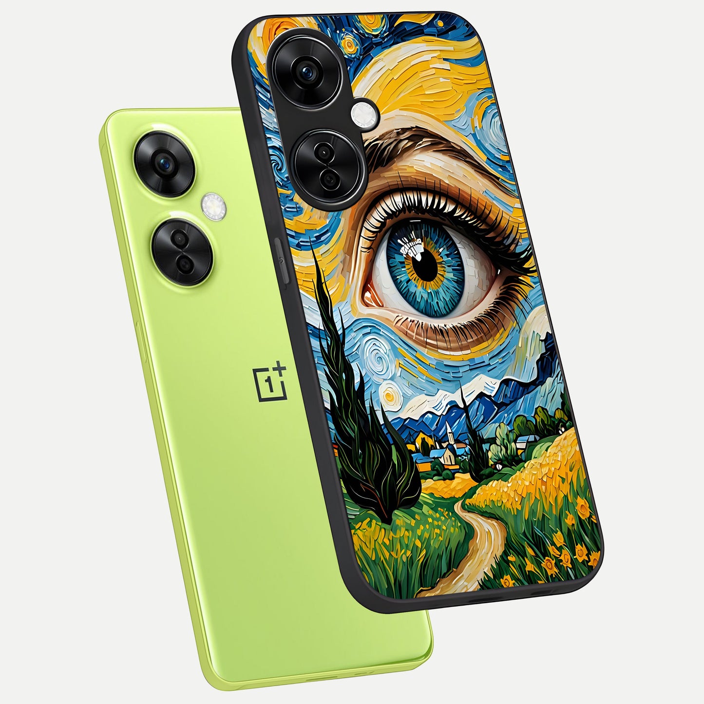  Van Gogh Eye phone case For Oneplus Nord CE3 Lite showing premium glass back cover with detailed artwork