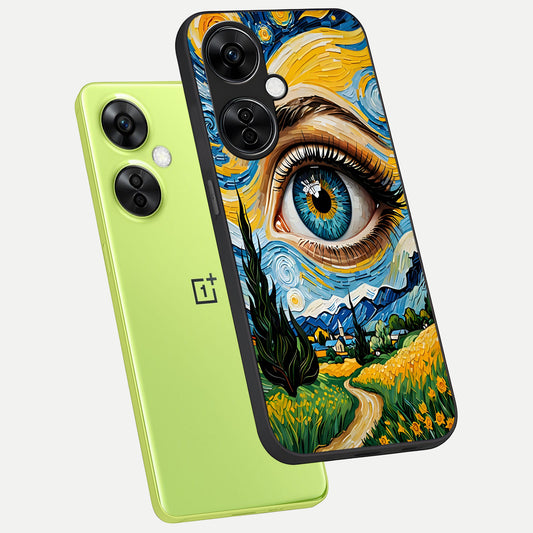  Van Gogh Eye phone case For Oneplus Nord CE3 Lite showing premium glass back cover with detailed artwork