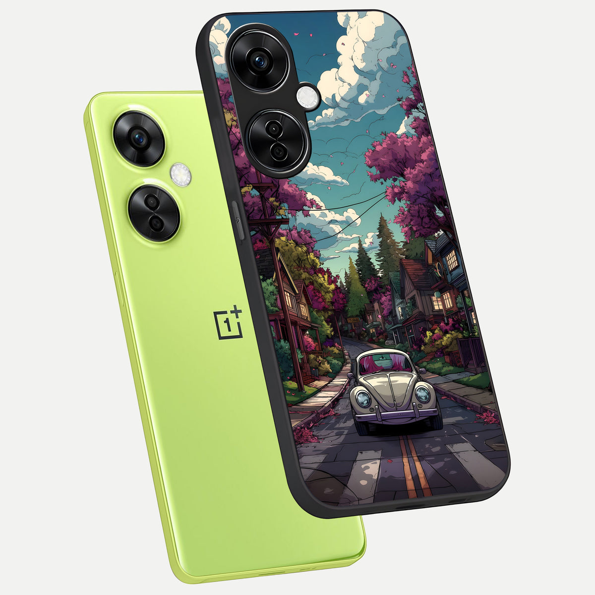  Vintage Street Drive phone case For Oneplus Nord CE3 Lite showing premium glass back cover with detailed artwork