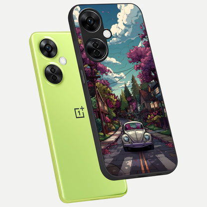  Vintage Street Drive phone case For Oneplus Nord CE3 Lite showing premium glass back cover with detailed artwork