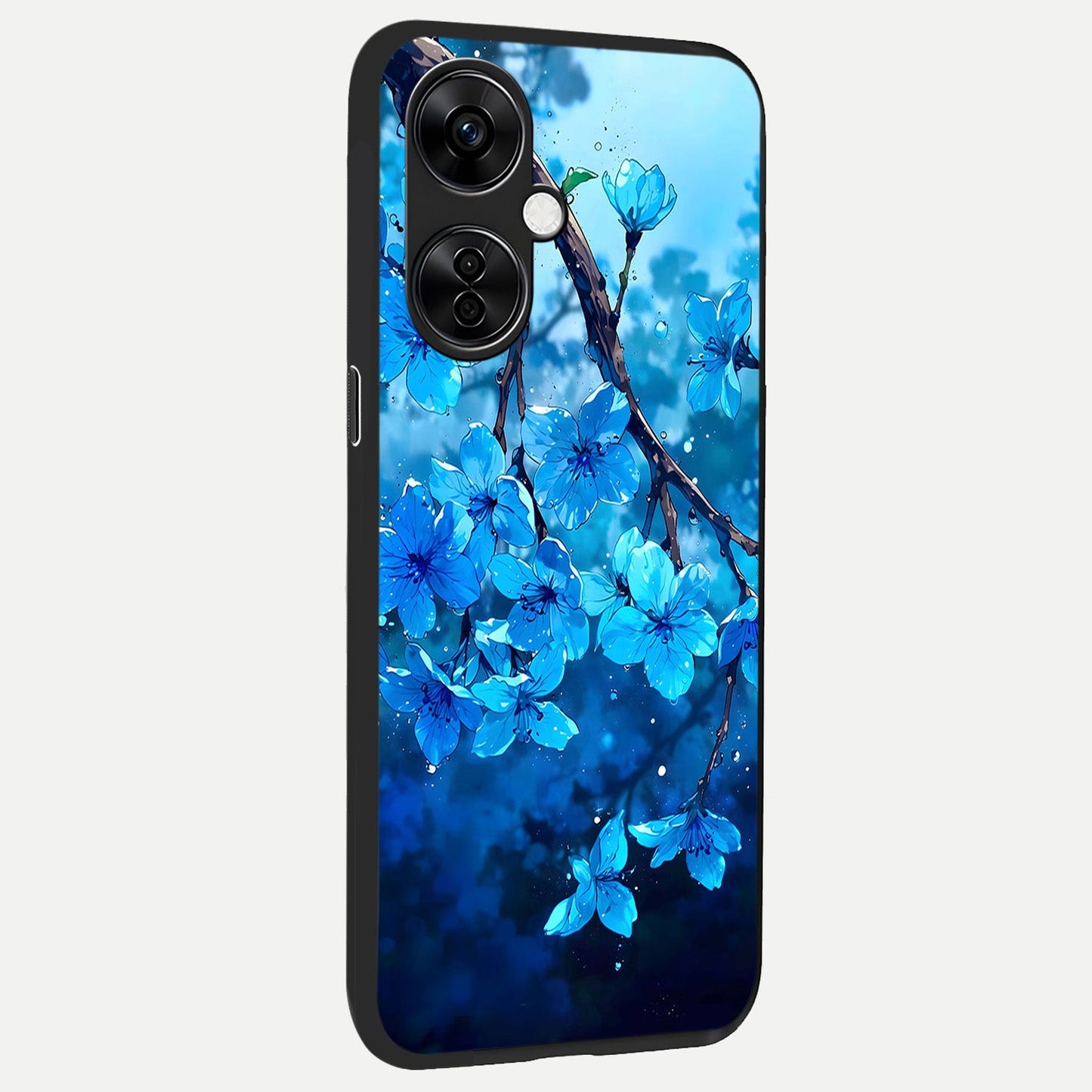  Blue Blossoms Branch back cover For Oneplus Nord CE3 Lite slim fit glass case with vibrant aesthetic design