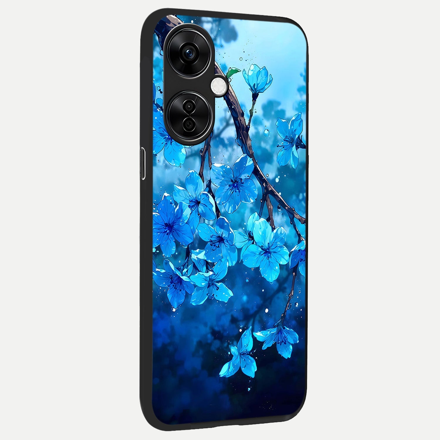  Blue Blossoms Branch back cover For Oneplus Nord CE3 Lite slim fit glass case with vibrant aesthetic design