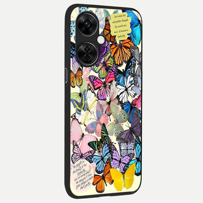  Butterflies Petal Dream back cover For Oneplus Nord CE3 Lite slim fit glass case with vibrant aesthetic design