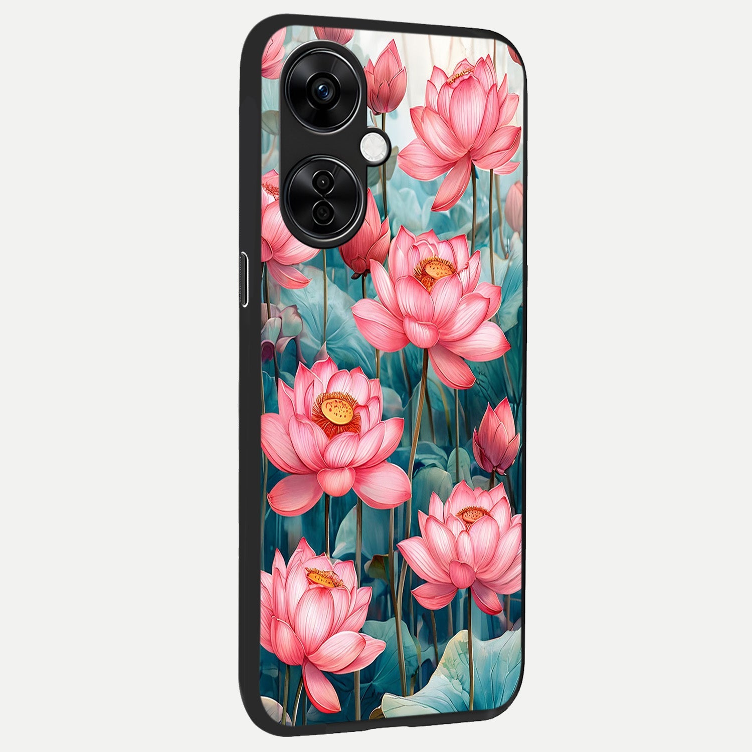  Celestial Pink Lotus back cover For Oneplus Nord CE3 Lite slim fit glass case with vibrant aesthetic design
