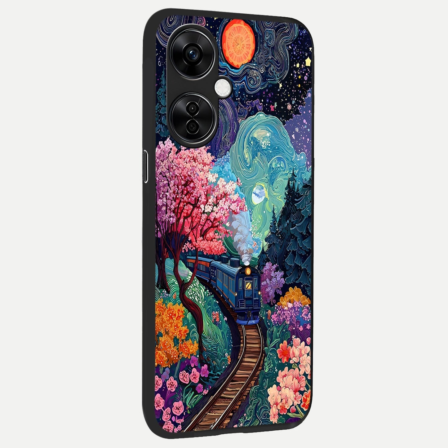  Celestial Train Journey back cover For Oneplus Nord CE3 Lite slim fit glass case with vibrant aesthetic design