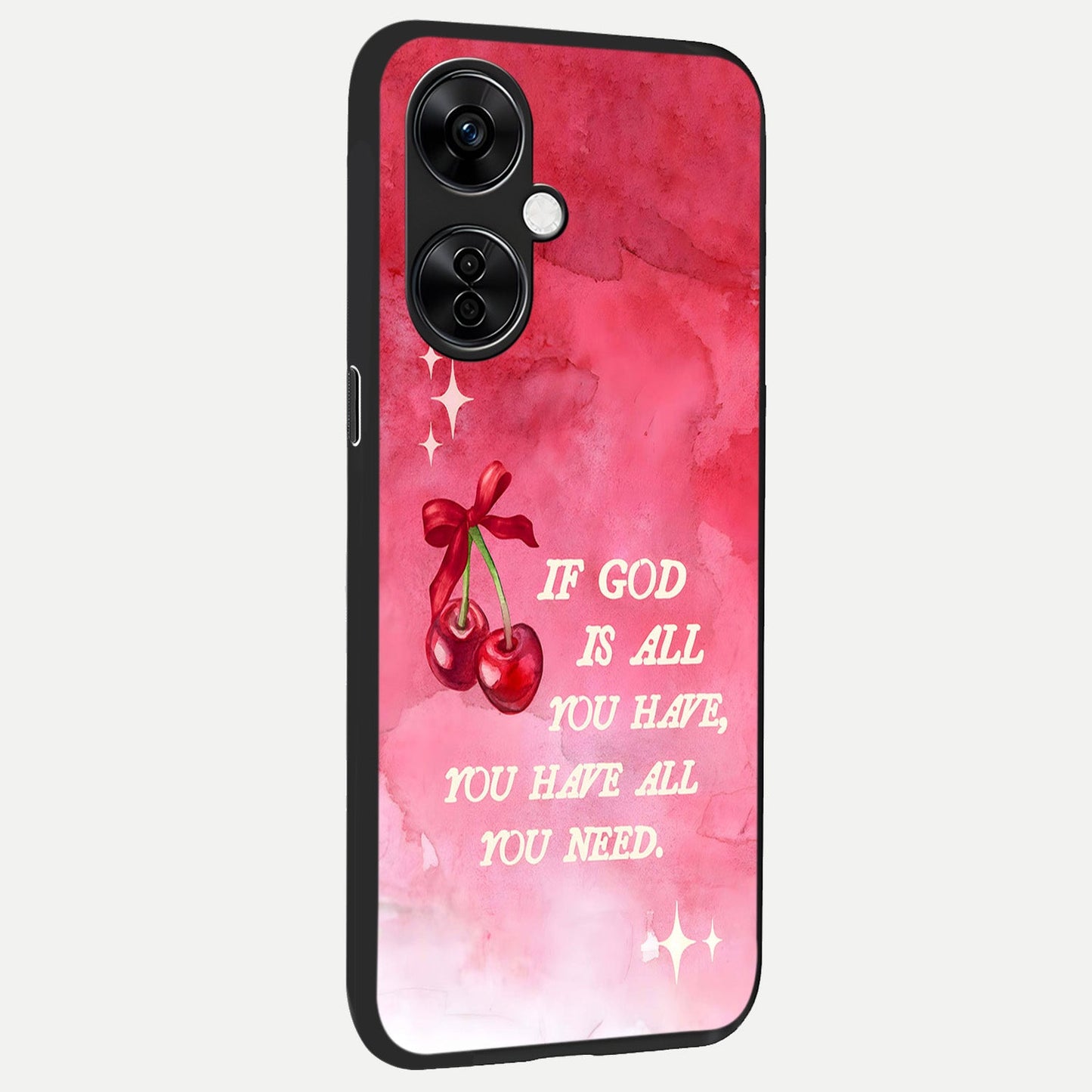  Cherry Quote back cover For Oneplus Nord CE3 Lite slim fit glass case with vibrant aesthetic design