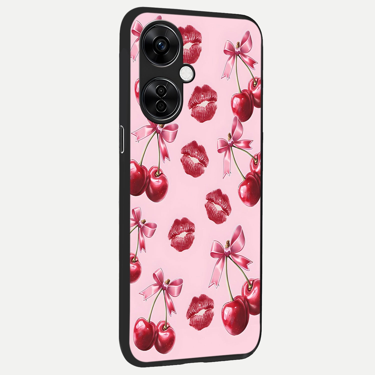  Cherry With Lips back cover For Oneplus Nord CE3 Lite slim fit glass case with vibrant aesthetic design