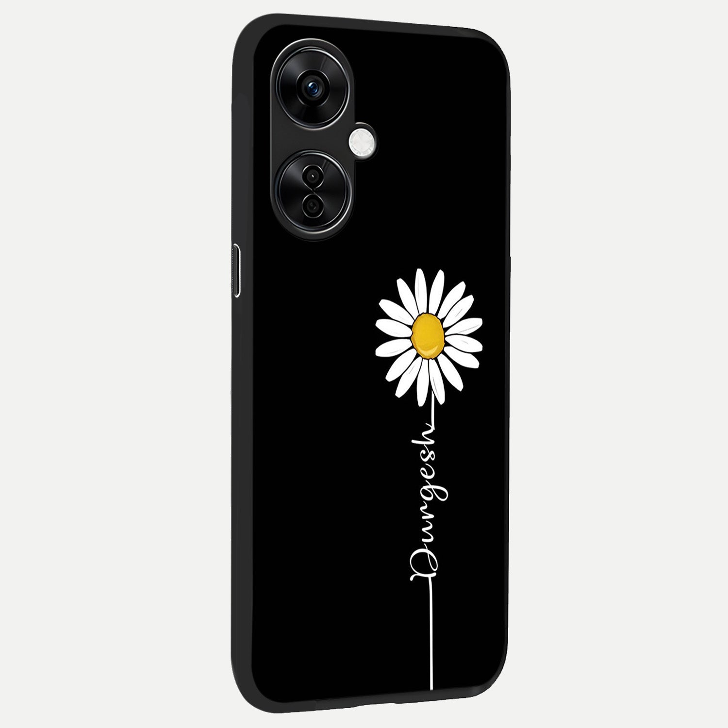  Custom Name White Flower back cover For Oneplus Nord CE3 Lite slim fit glass case with vibrant aesthetic design