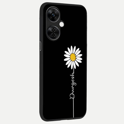  Custom Name White Flower back cover For Oneplus Nord CE3 Lite slim fit glass case with vibrant aesthetic design