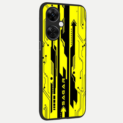  Electric Pulse CYBERPUNK Custom Name back cover For Oneplus Nord CE3 Lite slim fit glass case with vibrant aesthetic design