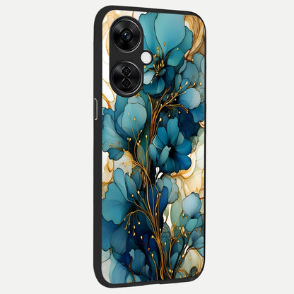  Golden Bloom Symphony back cover For Oneplus Nord CE3 Lite slim fit glass case with vibrant aesthetic design
