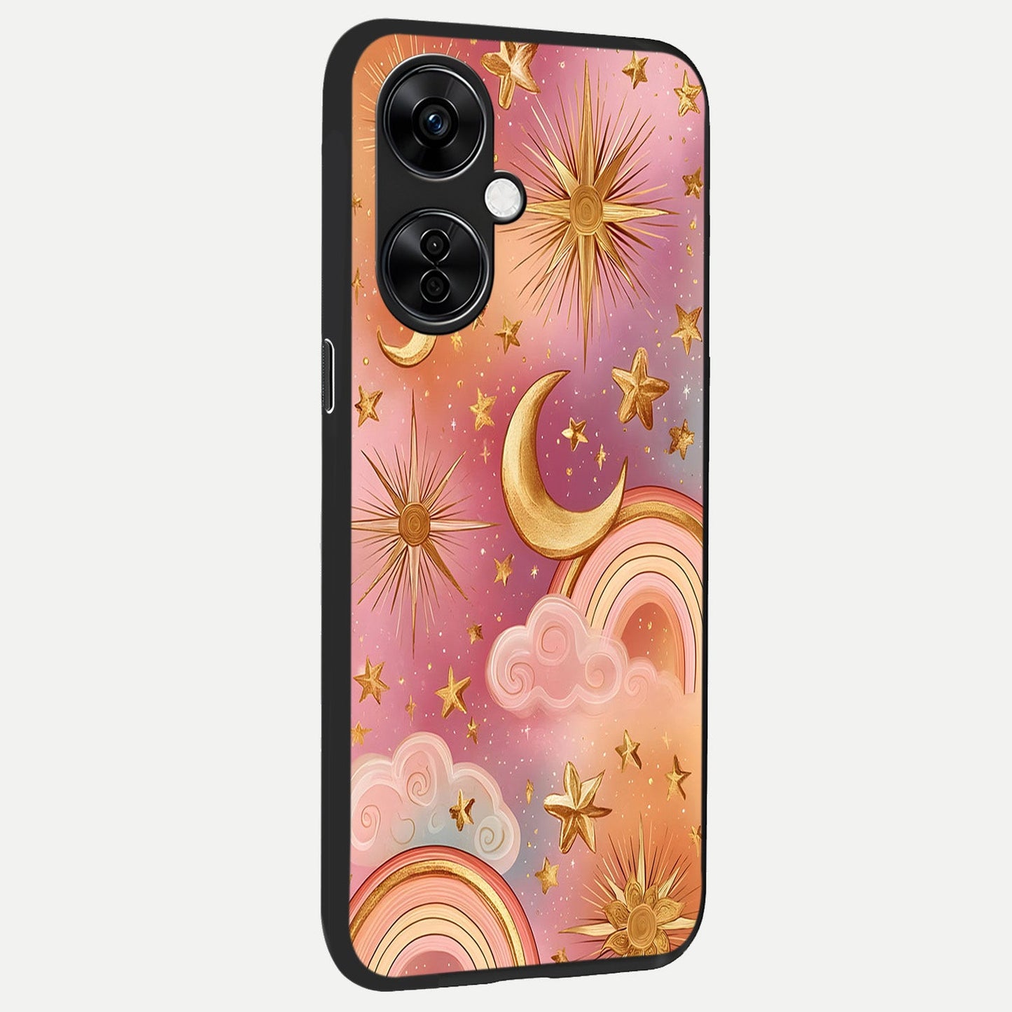  Golden Celestial Dreams back cover For Oneplus Nord CE3 Lite slim fit glass case with vibrant aesthetic design