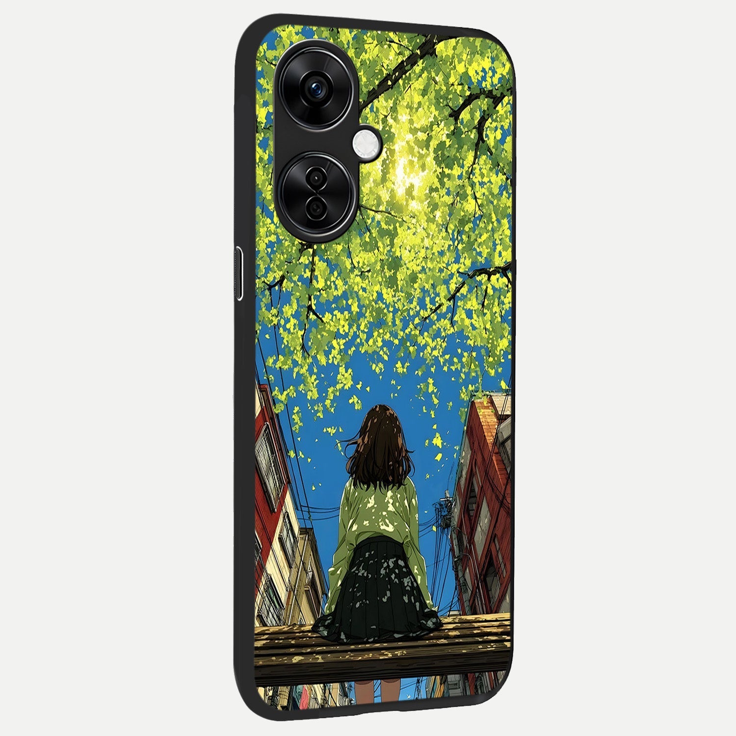 Golden Leaves Glow back cover For Oneplus Nord CE3 Lite slim fit glass case with vibrant aesthetic design