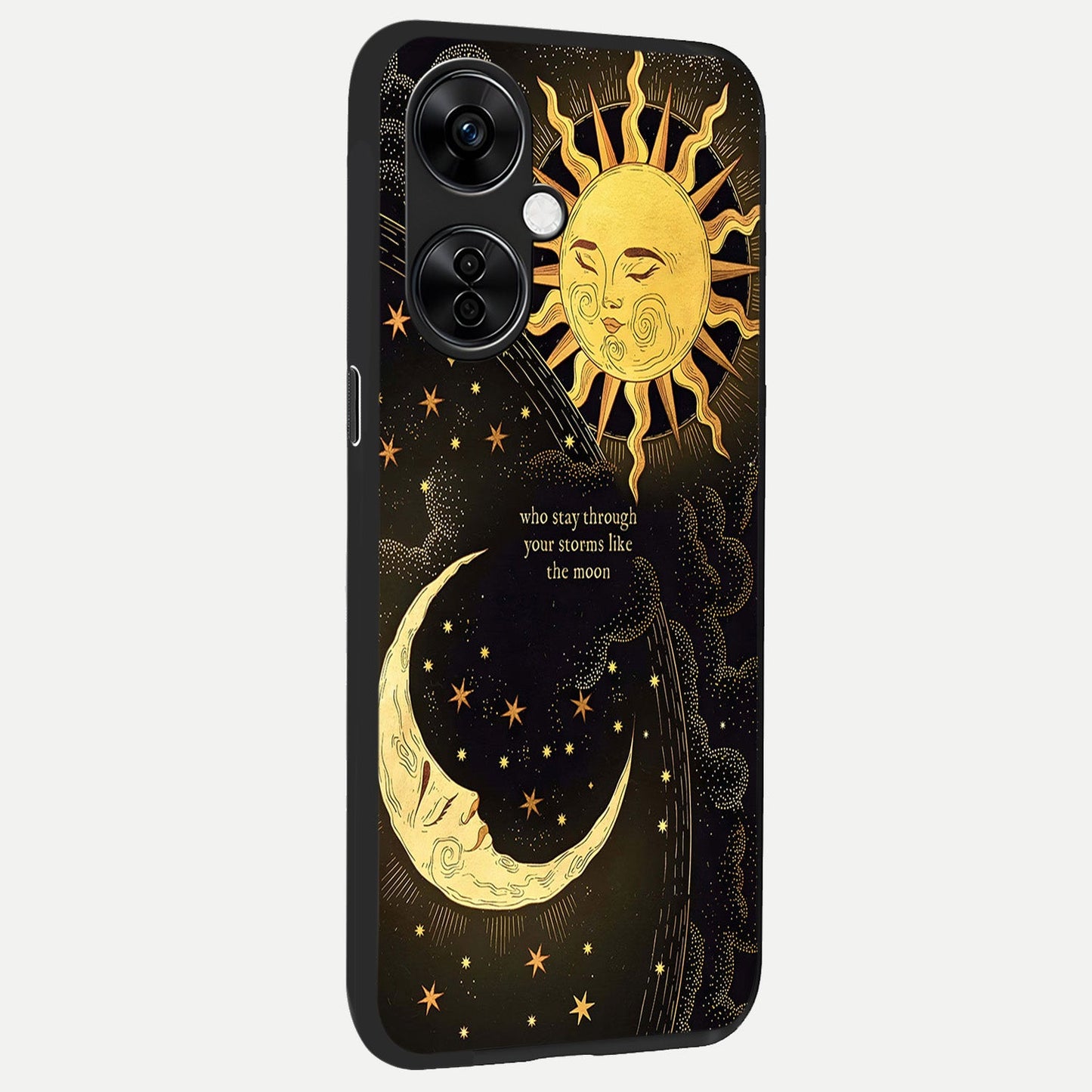  Golden Lunar Love back cover For Oneplus Nord CE3 Lite slim fit glass case with vibrant aesthetic design