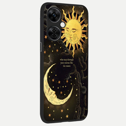  Golden Lunar Love back cover For Oneplus Nord CE3 Lite slim fit glass case with vibrant aesthetic design