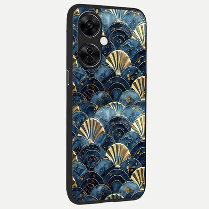  Golden Wave Luxe back cover For Oneplus Nord CE3 Lite slim fit glass case with vibrant aesthetic design