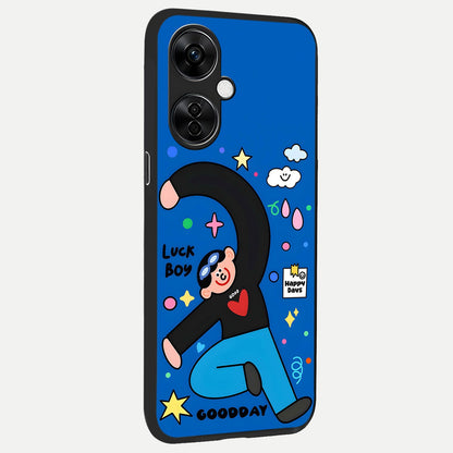  Happy Luck Vibe back cover For Oneplus Nord CE3 Lite slim fit glass case with vibrant aesthetic design