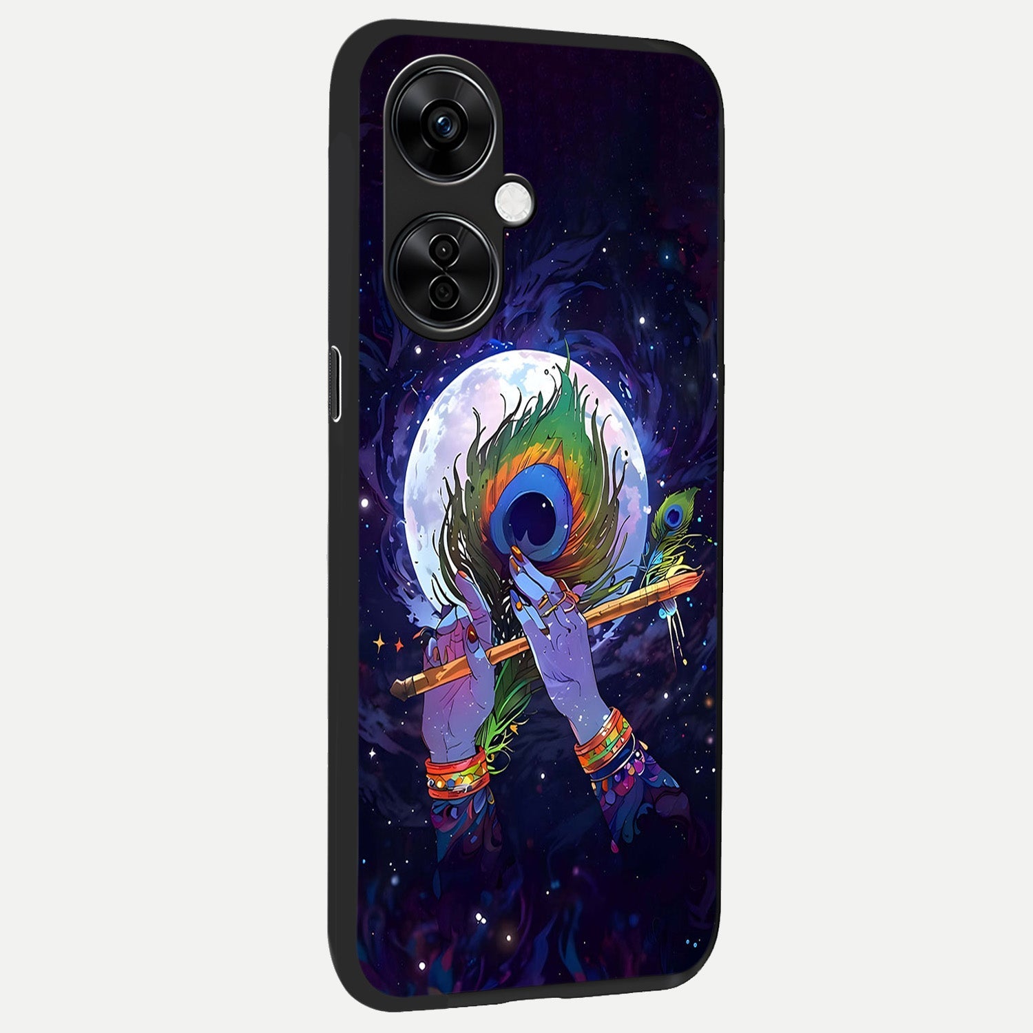  Krishna Hands Art back cover For Oneplus Nord CE3 Lite slim fit glass case with vibrant aesthetic design