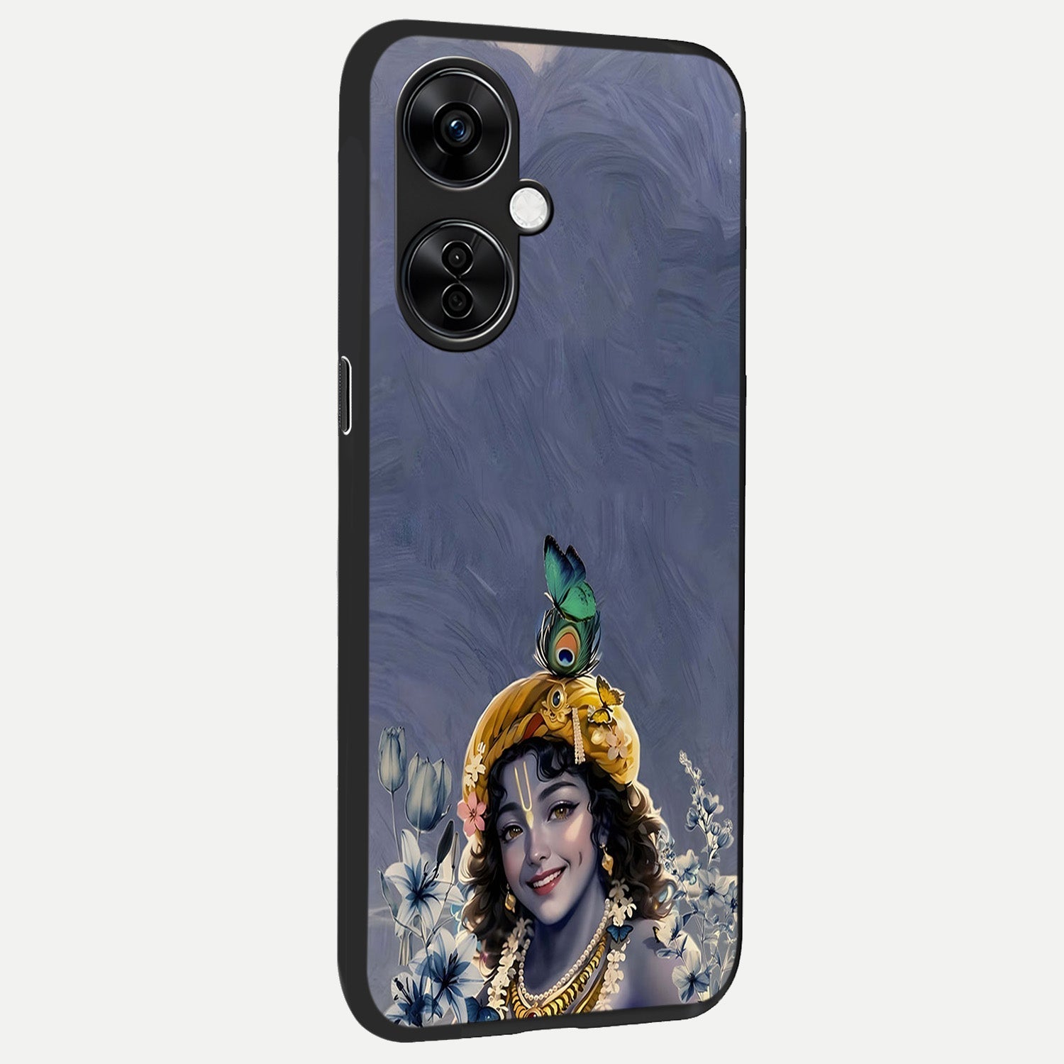  Lord Krishna back cover For Oneplus Nord CE3 Lite slim fit glass case with vibrant aesthetic design